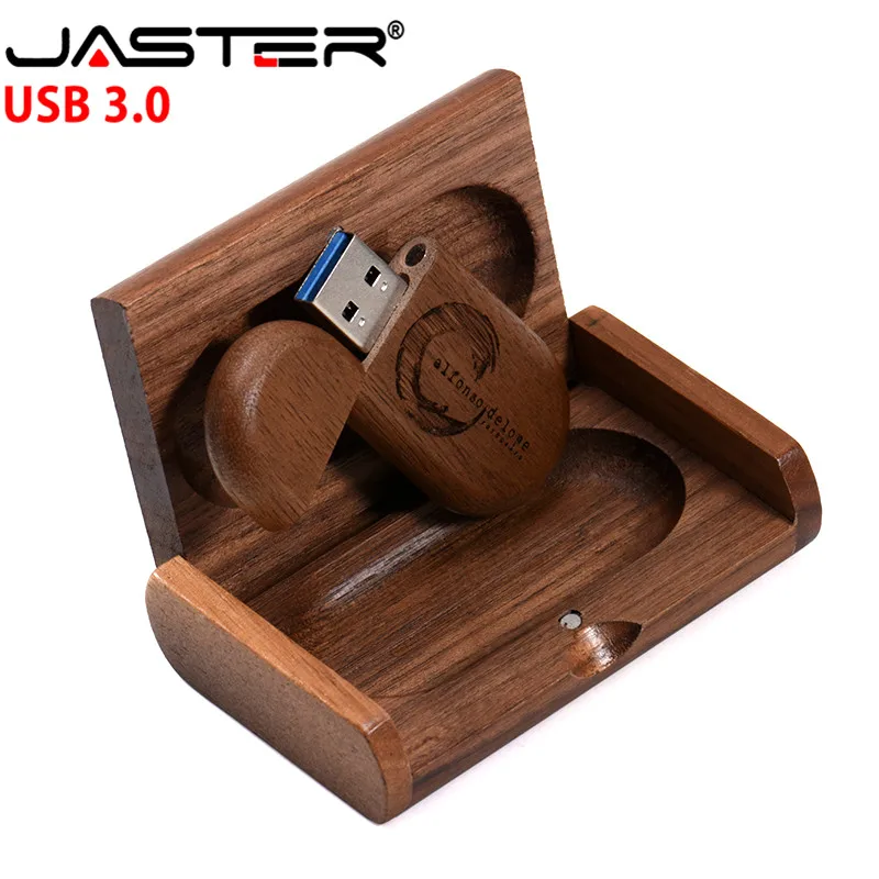 JASTER USB 3 0 логотип на заказ Деревянный + коробка персональный ручка накопитель 8 ГБ