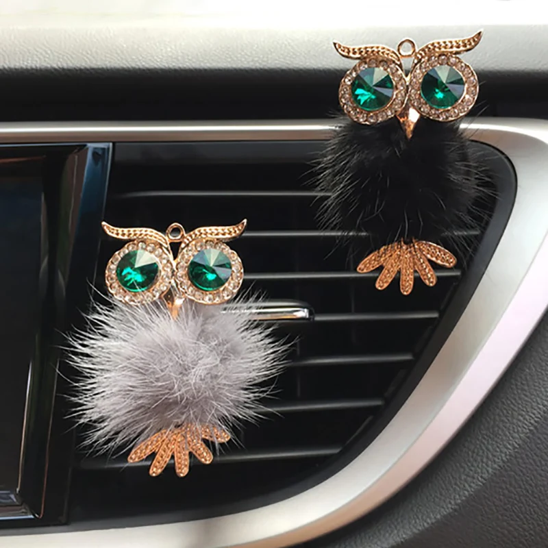 Алмазный меховой освежитель воздуха в виде совы автомобильный ароматический