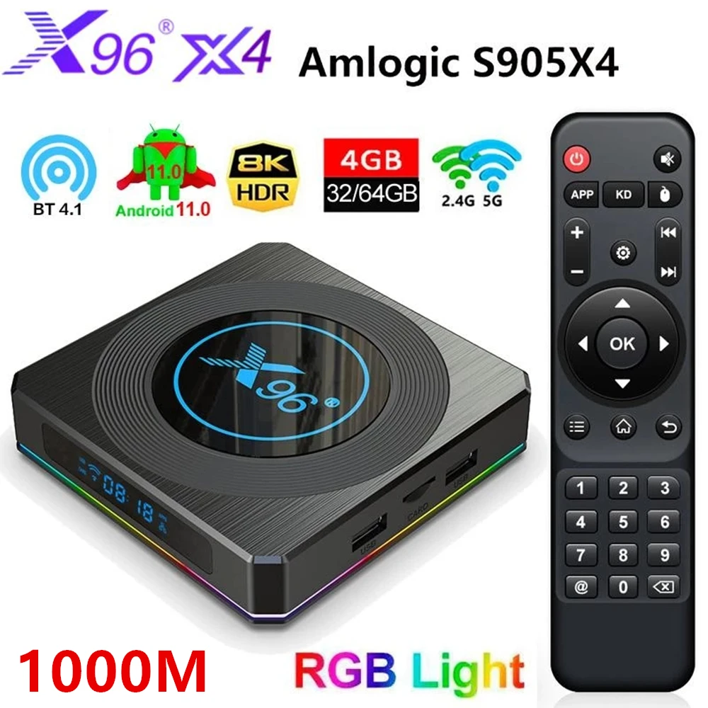 ТВ-приставка X96 X4 Amlogic S905X4 Smart Android 11 4K HD YouTube 4 ГБ 32 ГБ/64 Гб 2,4G 5G Wifi BT4.1 1000M LAN