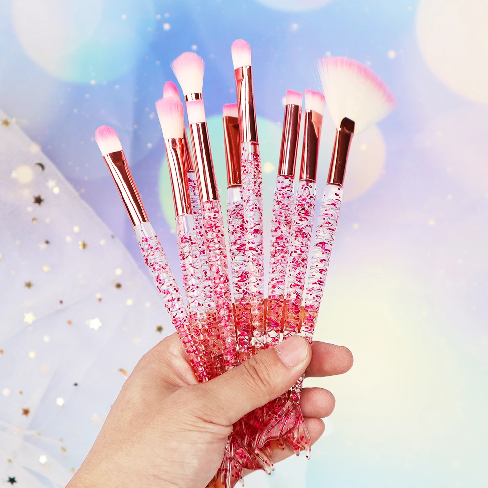 Набор розовых кистей для макияжа русалка 10 шт. | Красота и здоровье