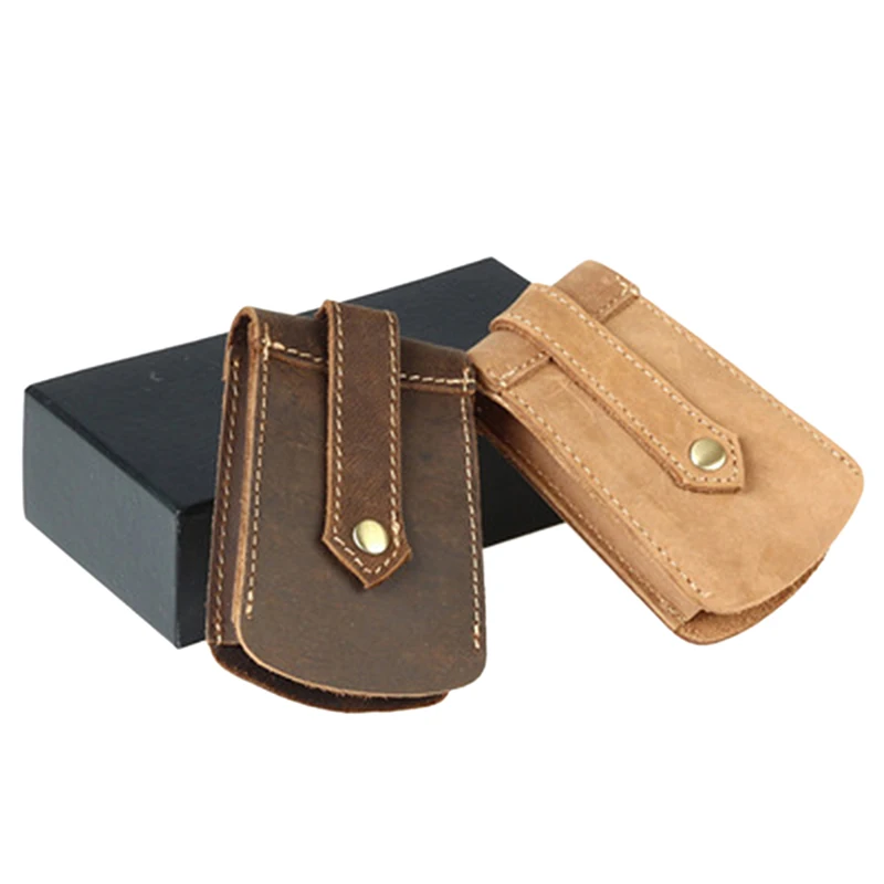 

Men Quality Fashion Retro Car Remote Case Key Ring Case Original First Layer Cowhide Holder Chain Designer Key Package Bag New
