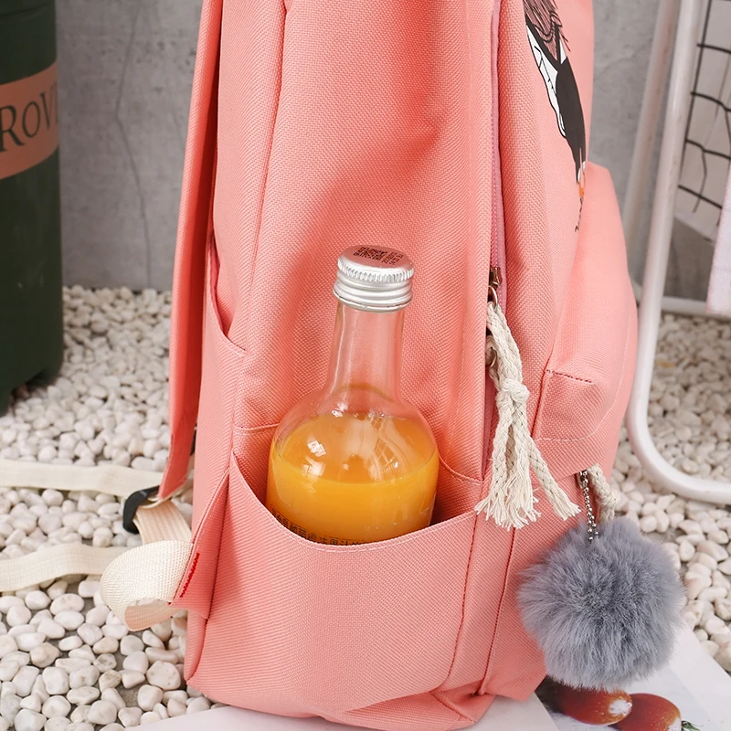 4 шт. рюкзак с мультяшным принтом в консервативном стиле холщовые однотонные