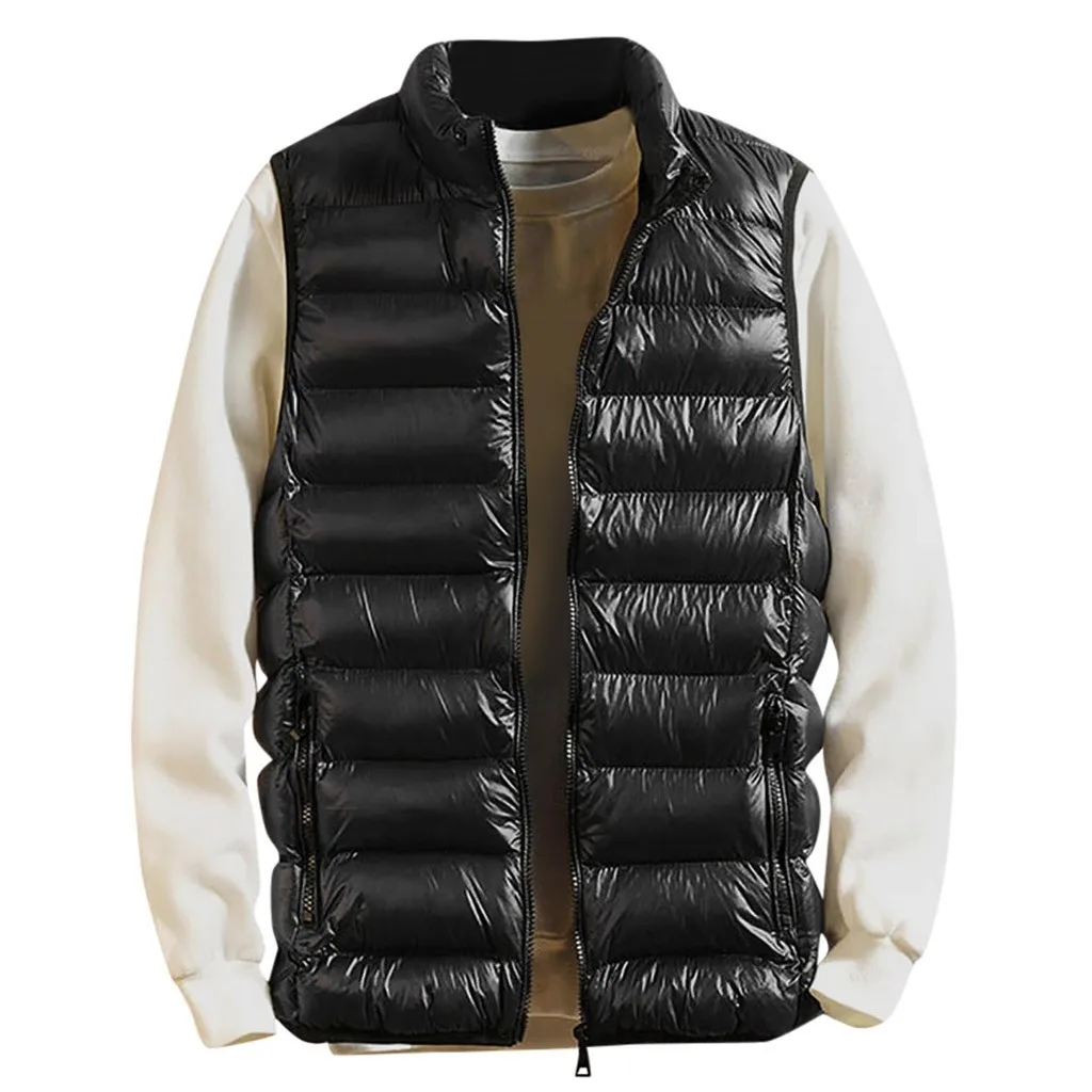 Мужской однотонный жилет на молнии пуховое пальто верхняя одежда теплый для