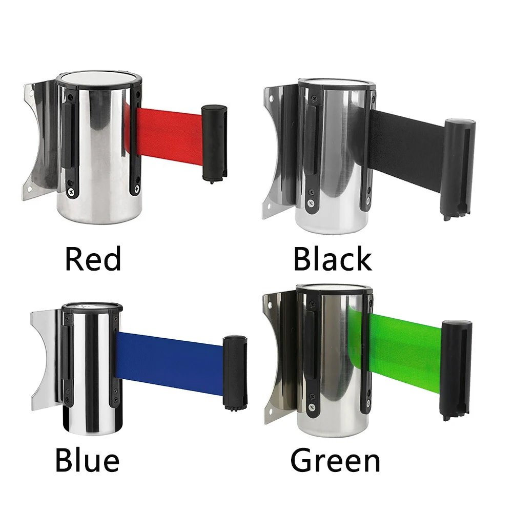 

Retractable Ribbon Protective Tape Sport Wall Mount Crowd Control Stanchion Queue Red Belt Barrier Stainless Steel 2m/ 5m