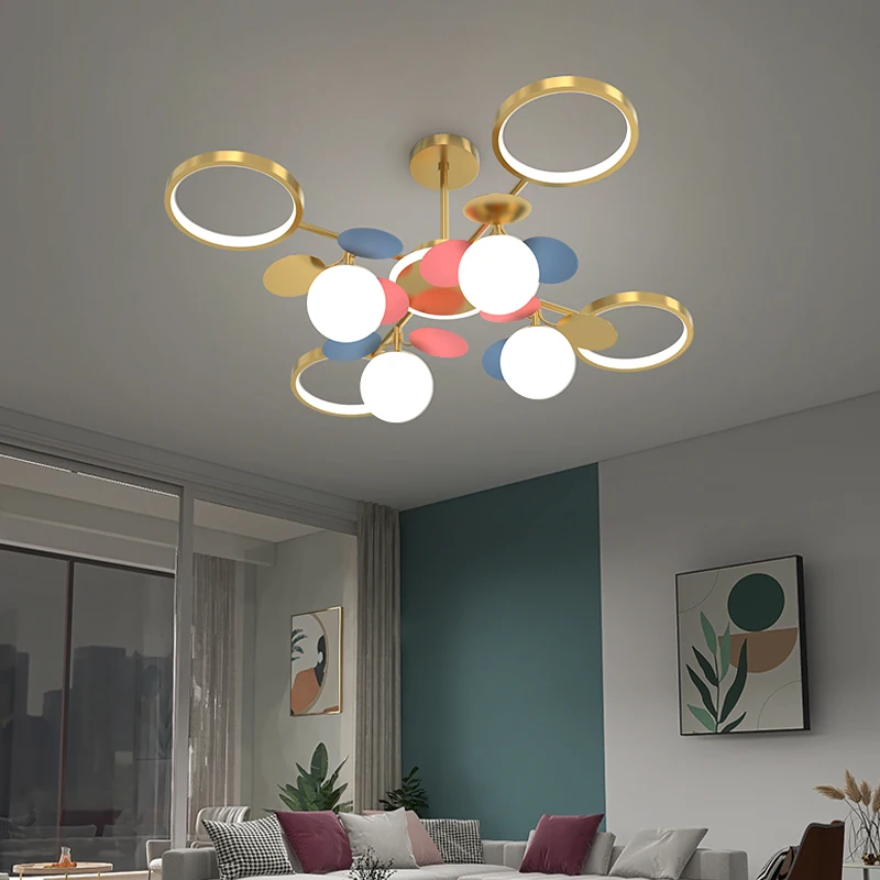 ModernColorful Circle Art Design LED Chandelier Lighting Home Decor Light Living Room Bedroom Indoor Lights Strong | Лампы и освещение