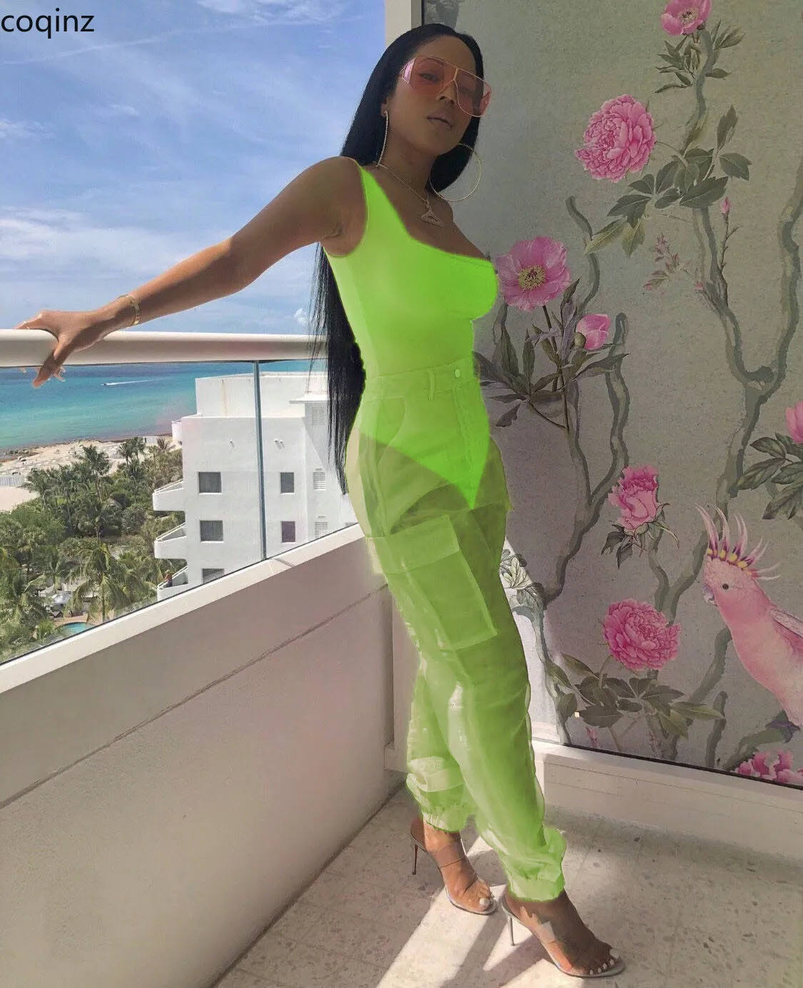 Большие размеры лето 2019 комплект из двух предметов укороченный топ и штаны