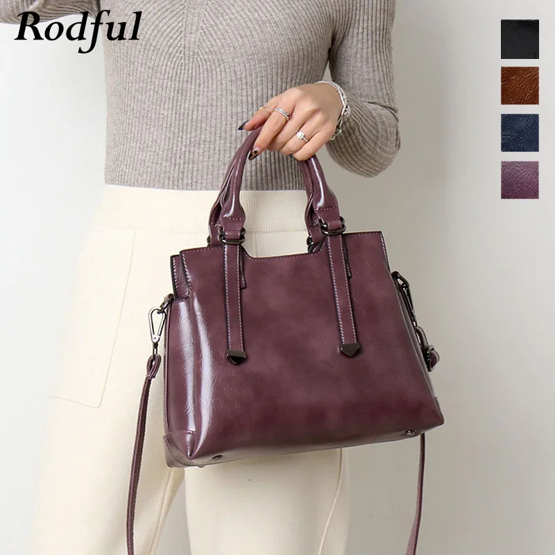 Роскошные кожаные женские сумки Rodful, женская сумка из натуральной кожи, винтажные ручные сумки, сумка-мессенджер на плечо, женская сумка
