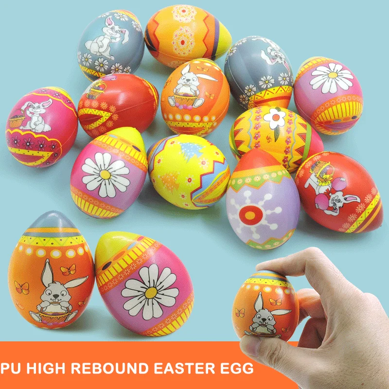 

10 PCS Easter Eggs Fidget Toy Slow Rebound PU Foam Simulation Eggs Ornament Squeeze Toy for All Ages XR-Hot