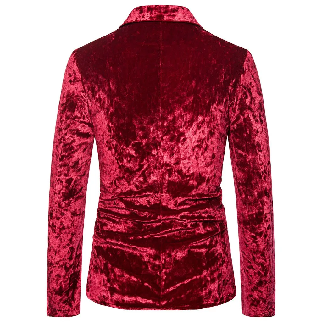 Men's Korean Velvet Blazer Winter Autunm New Fashion Charm Men Casual Fit Slim Suit One Button Business Coat Jacket Solid Blouse