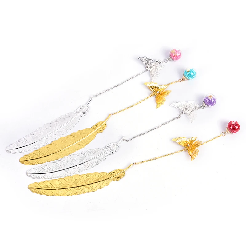 1 шт. креативная металлическая Ретро Винтажная закладка дизайн пера/бабочки