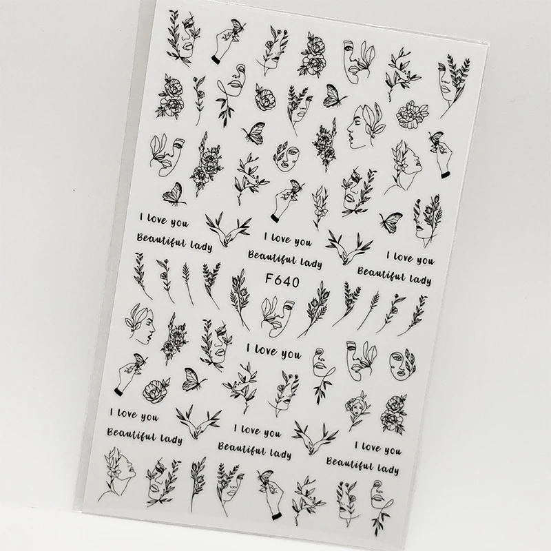 3D наклейки для ногтей Геометрические Животные украшения слайдер панда волк