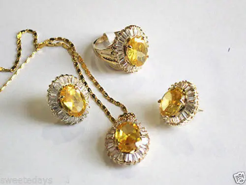 DYY Бесплатная доставка&gt @&gt стоит иметь и циркон кулон серьги ожерелье набор ^ @ 18 к