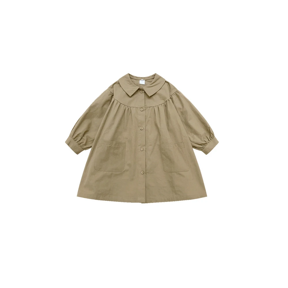 

Spring Autumn Baby Girls Windbreaker Korean Style Doll Collar Single-Breasted Loose Coats Kids Casual Jackets Children Clothes