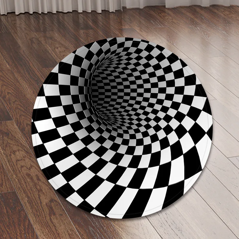 3D белый черный ковер коврик для стула фланелевый нескользящий декоративный