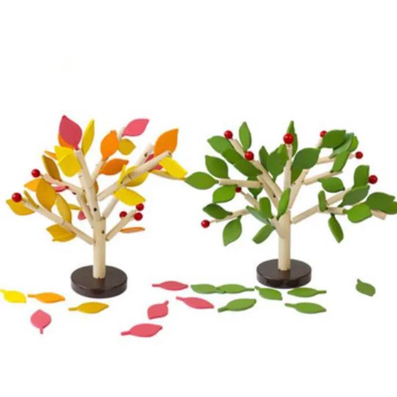 Новейшие детские DIY Деревянные блоки для сборки листья баланс дерево мудрости блоки игрушки Ранние образовательные игры для строительных блоков
