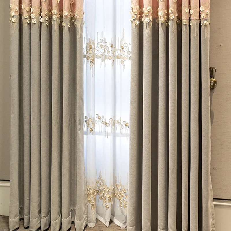 Шторы из шенилла с жемчугом для принцессы нежные занавески гостиной затемняющие