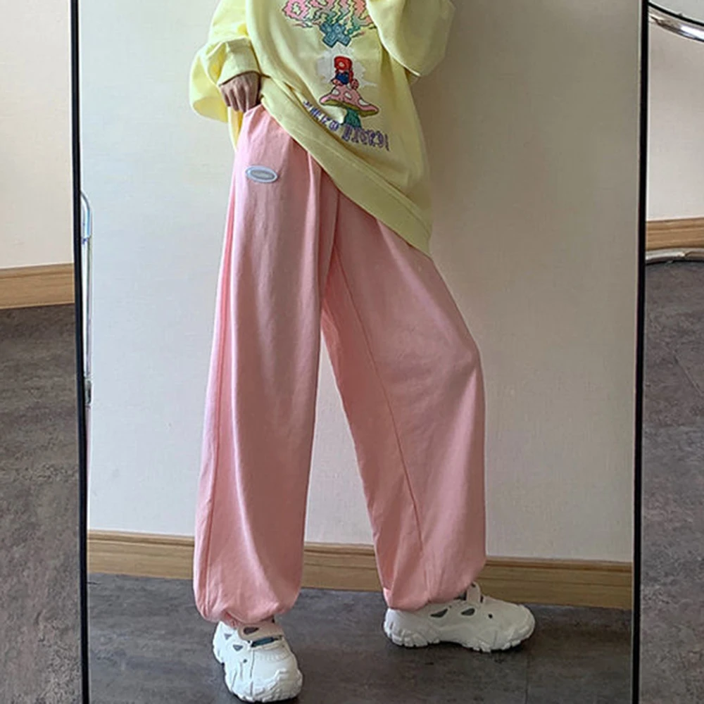 

Kawaii Pink Sweatpants Women Korean Cyber Hippie Sports Pants Baggy Plus Size Harajuku Gray Loose Trousers Straight Jogger Girls