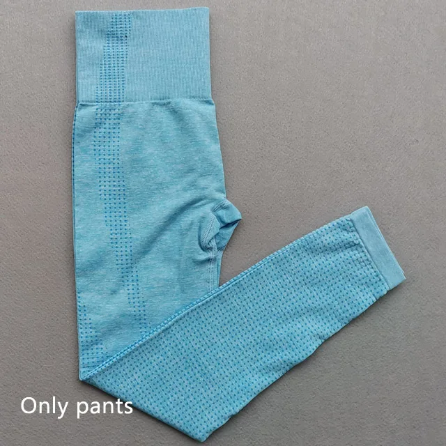 Blue pants Женский бесшовный комплект для йоги, одежда для фитнеса, спортивная одежда, женские леггинсы для спортзала, леггинсы с эффектом пуш-ап, укороченные рубашки, спортивные костюмы - Цвет: Blue pants