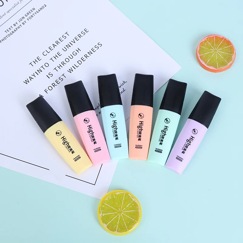 

6 Macaroon Colors Mini Highlighters Pastel Markers Single Text Focus Marker Pens For School Office Student Stationery