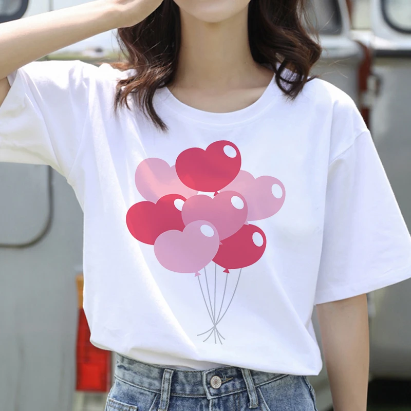 

Summer Fashion Shirt Balloon theme Graphic T Shirt Women Tops Base O-neckBlack Tees Short Sleeve Funny Girls Tshirt