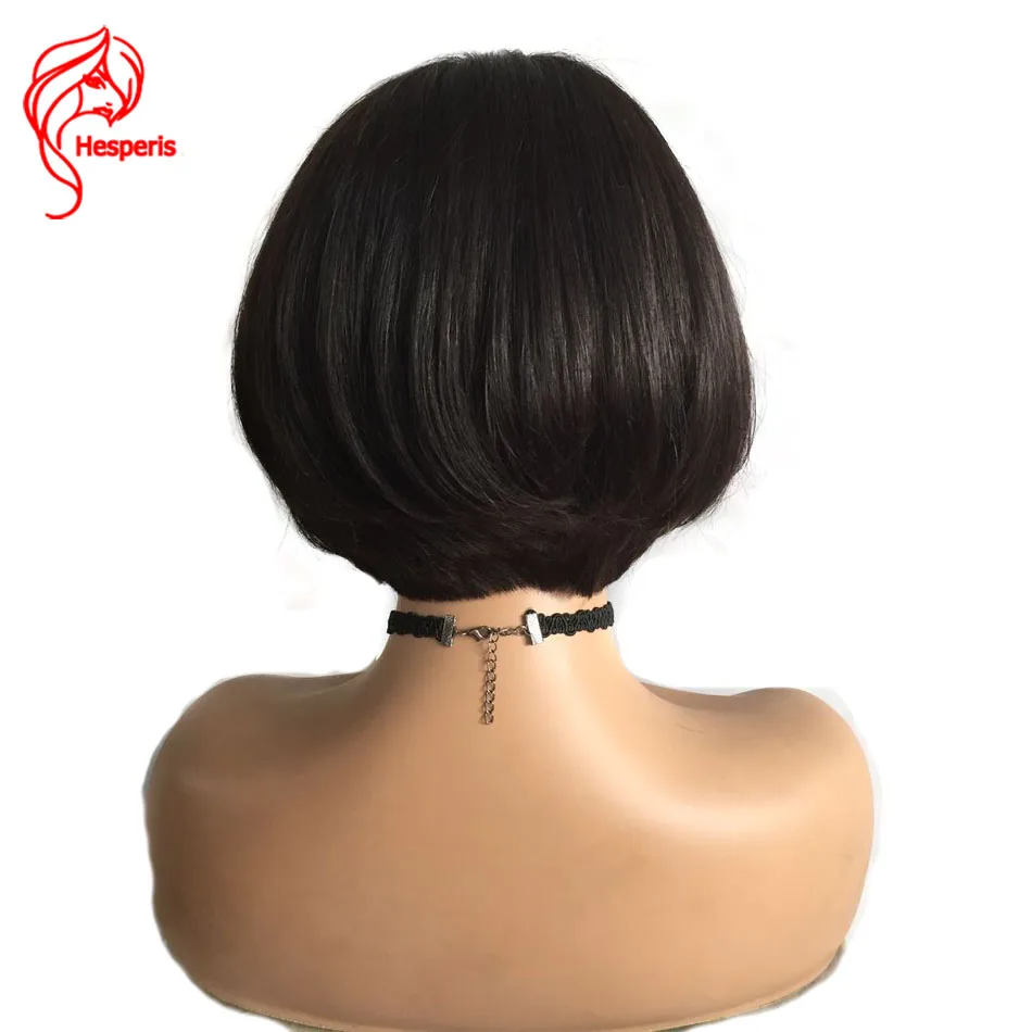Hesperis Bob Cut полный парик шнурка с взрыва Remy Безглютеновые полные парики шнурка человеческих волос короткий боб парики шнурка предварительно сорвал с волосами младенца