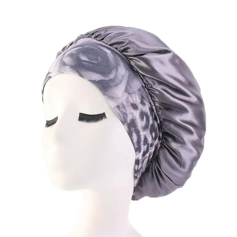 

Shower Hat Women Satin Night Beauty Sleep Cap Cover Hair Bonnet Hat Silk Head Wide Elastic Band For Curly Springy Chemo Cap