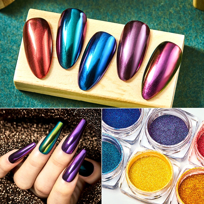 Четыре лилии ногтей искусство блеск пигмент порошок гель лак зеркало Маникюр