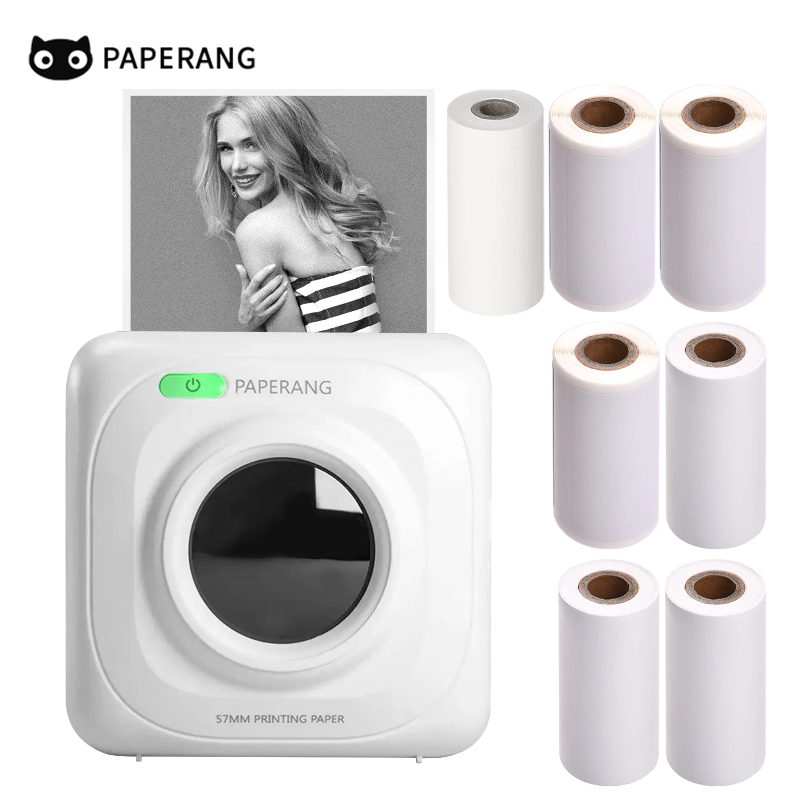 

PAPERANG P1 Pocket Printer BT Wireless Thermal Printer Portable Mobile Printer 200dpi Label Sticker with 7 Rolls Thermal Paper