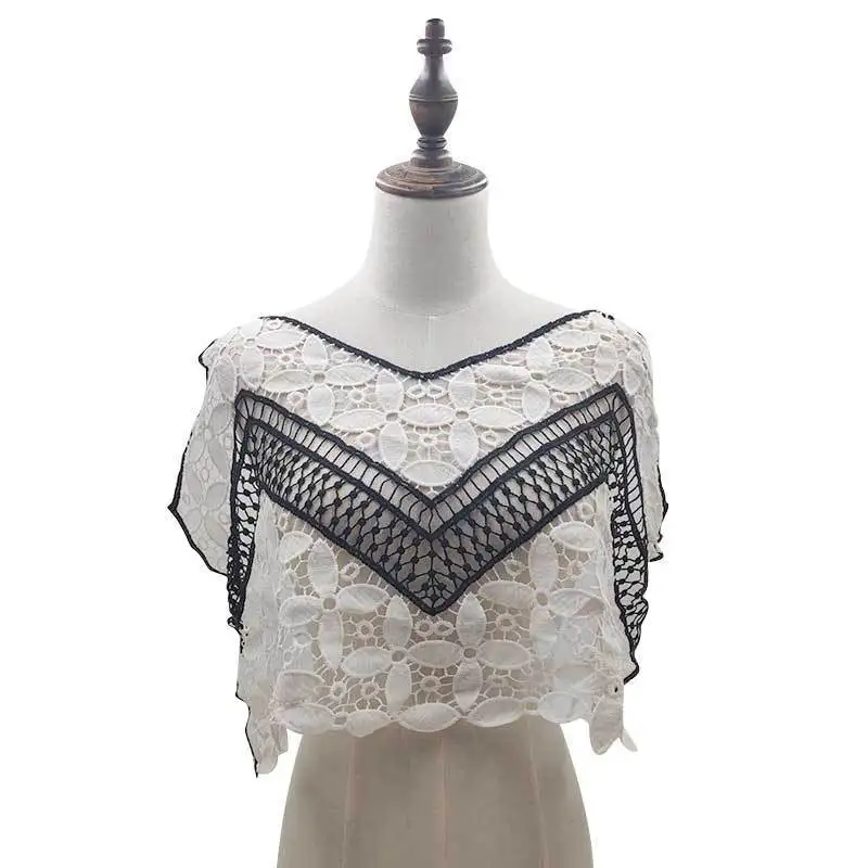 

1PCS Luxury White Black Embroidery 3d Flowers Lace Fabric Motif Collar Trimmings Sewing Corsage Applique On Clothes Scrapbooking