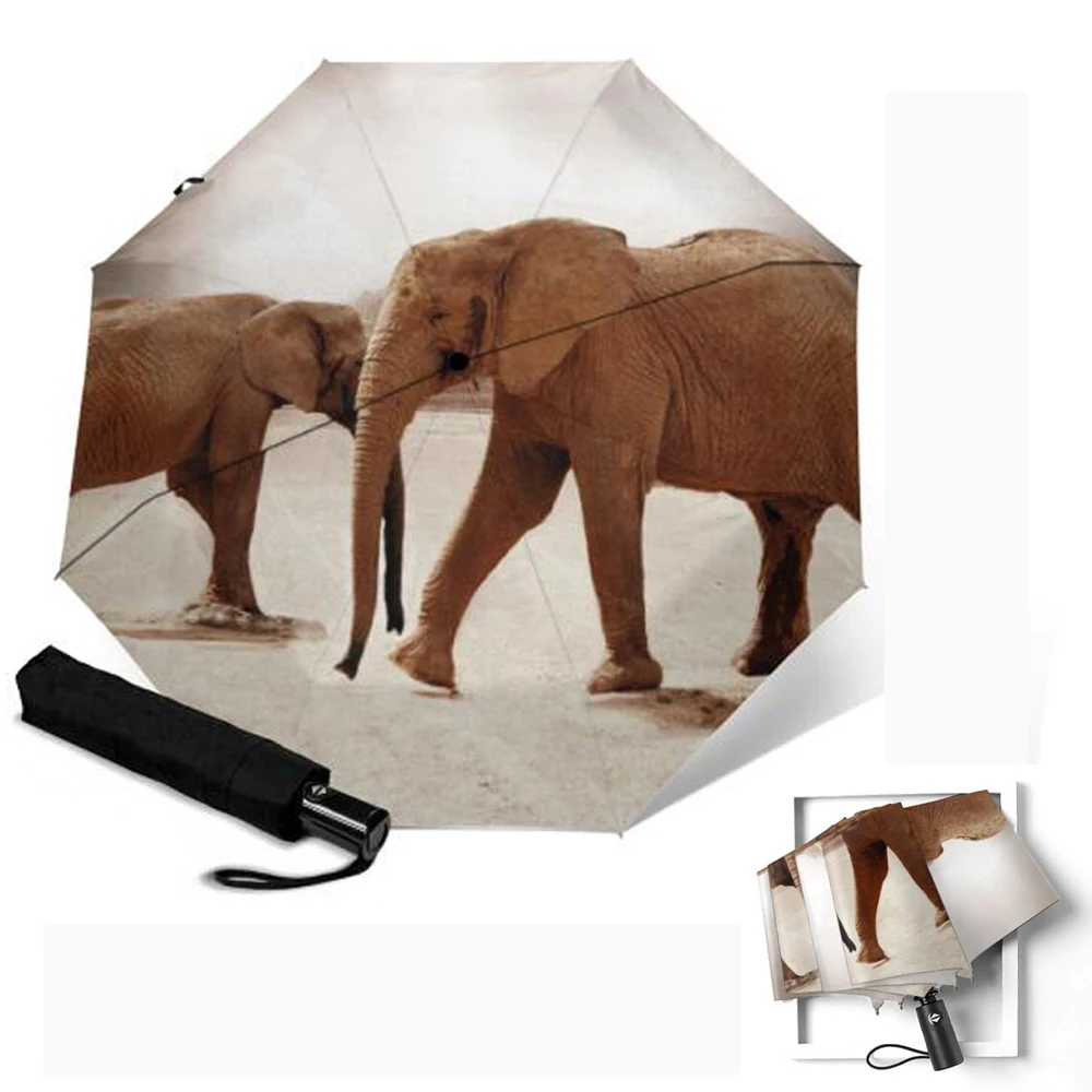 Зонт От Дождя Складной с УФ защитой и Рисунком Слона|Зонтики| |