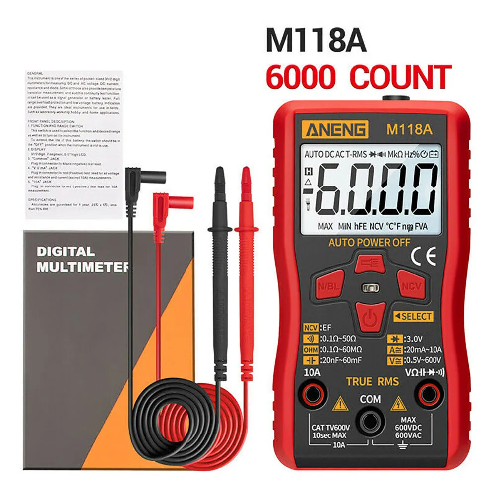 

ANENG M118A Digital Multimeter AC/DC Voltage Current Tester Handheld Meter RMS Digital Multimeter Ideal Tool