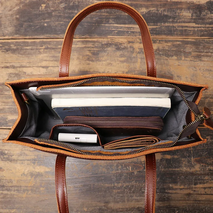 

Vintage First Layer Cow Leather Women Tote handbag Genuine Leather Shoulder Bag