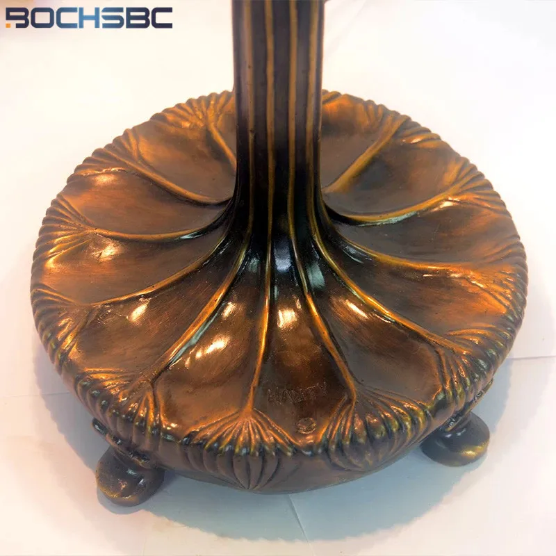 Настольная лампа в стиле Тиффани BOCHSBC роза тюльпан стрекоза Глициния витражное