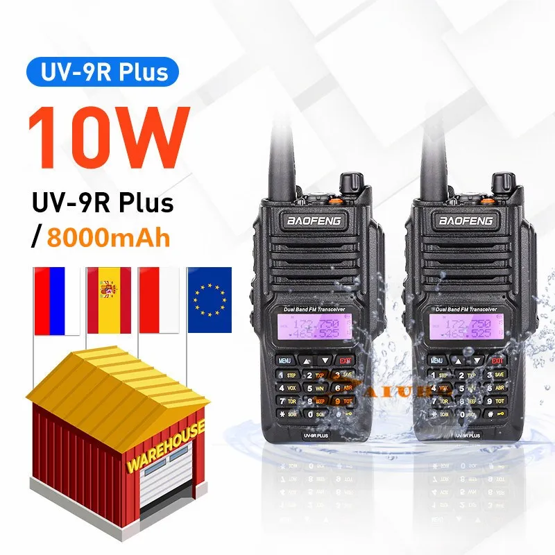 1or2pcs Baofeng 10 Вт UV 9R плюс Водонепроницаемый иди и болтай Walkie Talkie “иди UV9Rplus Dual Band