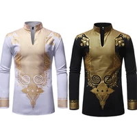 new men print african print dresses rich bazin dashiki long sleeve t shirt traditional 2020 fashion style adult blouse clothing