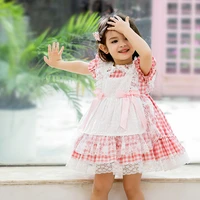 childrens summer spanish dresses princess clothing for girl new birthday party dress pink bow lace baby girl baptism frocks