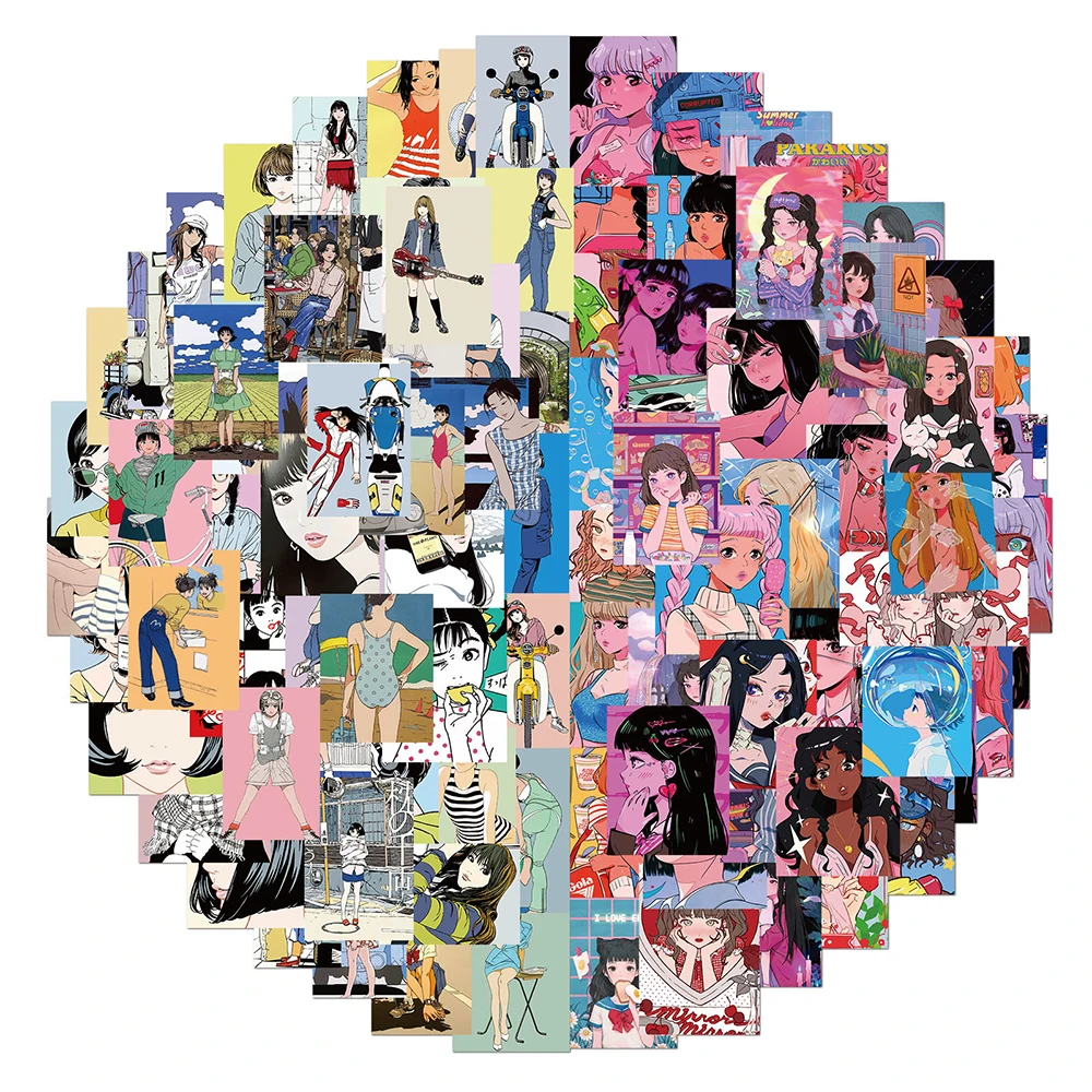 Стикеры аниме для девочек модные эстетические наклейки гитары скейтборда