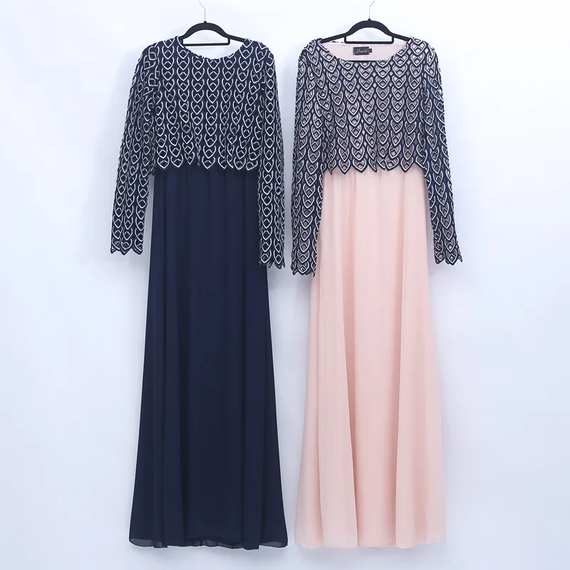 Высококачественное мусульманское кружевное платье abaya Макси кардиган кимоно с