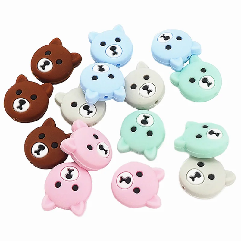 Chenkai-Cuentas de silicona para morder, juguetes de lactancia para beb&eacute;, chupete, accesorios de cadena, sin BPA, 10 Uds.-2