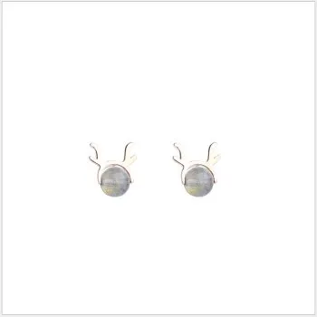 

S925 Sterling Silver Moonstone Elk Earrings Female Korean Simple Creative Cute Student Temperament All-match Earring Stall E-105
