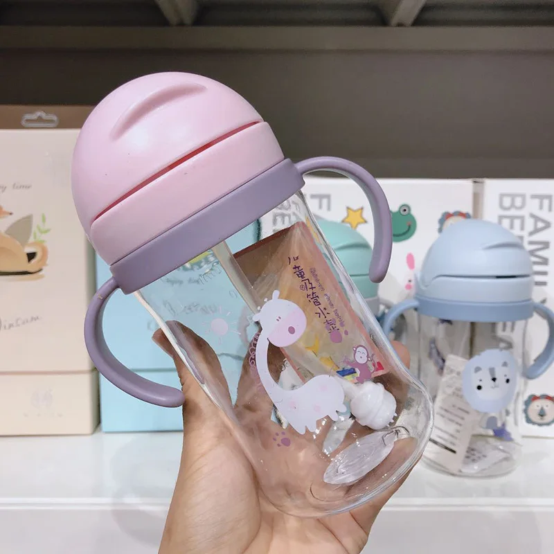 

350ml Baby Feeding Cartoon Cup with Straw Children Learn Feeding Drinking Bottle Kids Training Cup With Straw Taza De Bebe