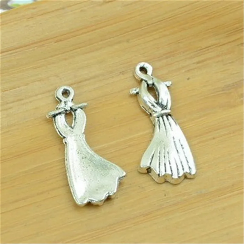 

100 шт./лот античные серебряные шармы для платья 25x10 мм Ретро тканевые шармы для ювелирных изделий
