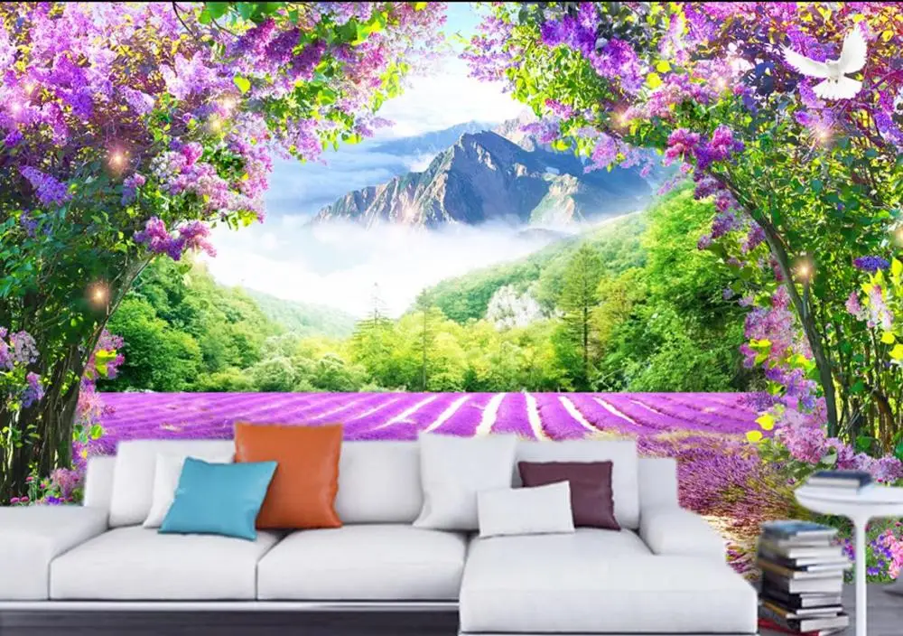 Фотообои 3d с изображением лаванды цветка лозы арки стены для гостиной спальни