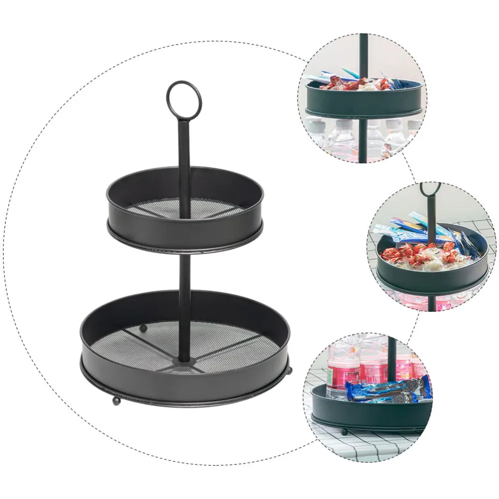 

Iron Standing Double-layer Fruit Basket Fruit Basket Fruit Dish Fruit Tray for Food Snack Kitchen