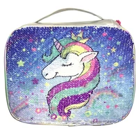 magic unicorn sequin mermaid dog cat fruit space lunch box colorful casual fashion school tote for boys girls kids