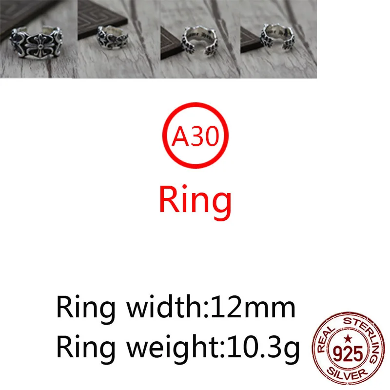 

A30 s925 sterling silver ring punk fashion jewelry retro personality tide cross opening shape gift for friends 2020 new hot