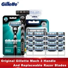 Оригинальная ручная прямая бритва Gillette Mach 3 с 3 слоями сменных лезвий для мужчин, бритва для ухода за лицом, безопасная бритва