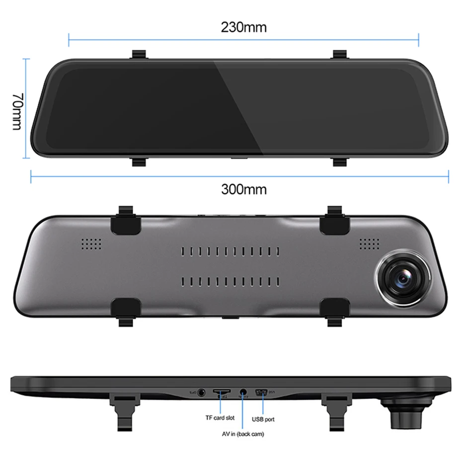 QUIDUX 12 дюймовый автомобильный Зеркало заднего вида DVR 2K Разрешение Dash cam Hisilicon