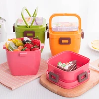 portable 2 layer lunch box food container microwave oven lunch bento boxes with handle lunchbox for children students