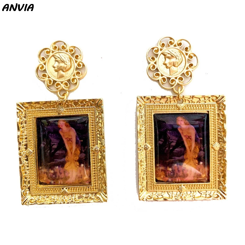 Барокко классические висячие серьги Густав Климт рисунок с поцелуем Висячие для